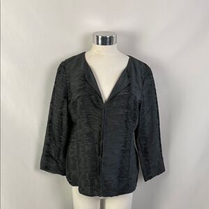 Eileen Fisher Gray Pleated Silk Jacket
